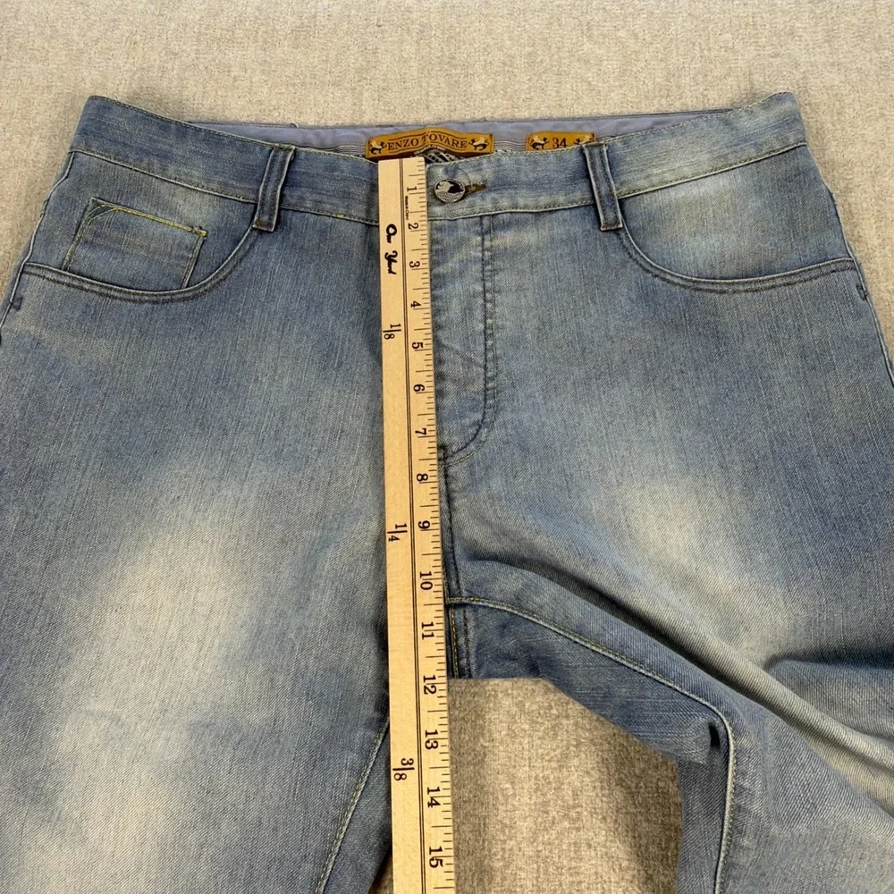 Enzo Tovare Jeans Women 34 Light Wash Denim 5 Pockets Straight Leg